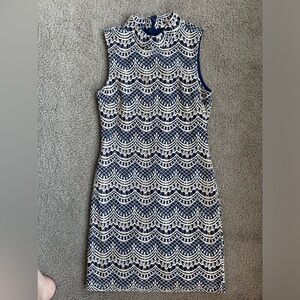 Blue and white lace dress. Perfect for a wedding!